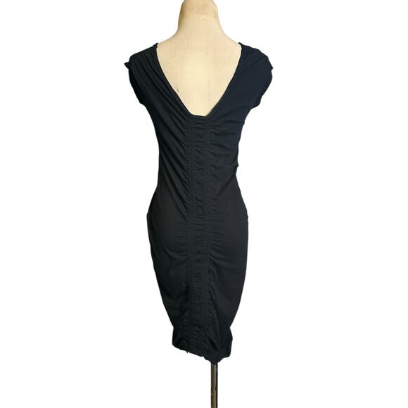 FP Beach black cap sleeves ruched mini dress size Medium - Picture 8 of 15